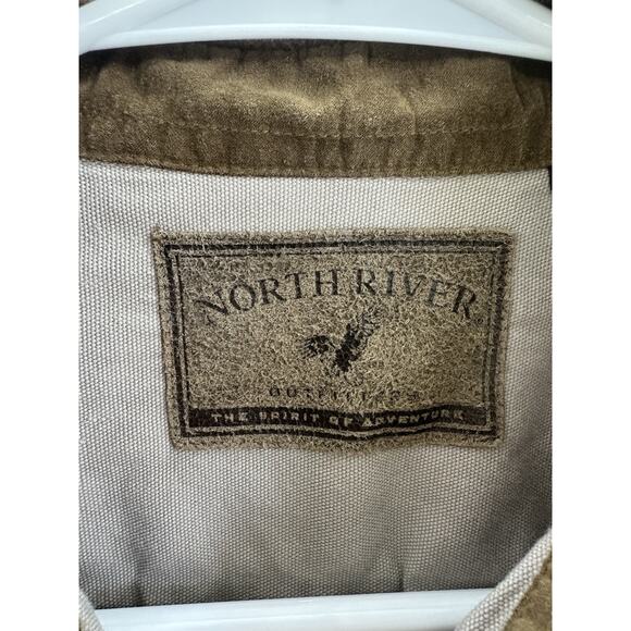 North River Outfitters Mens Buton Down Shirt Size Medium Tan Long Sleeve Vintage - Picture 4 of 11